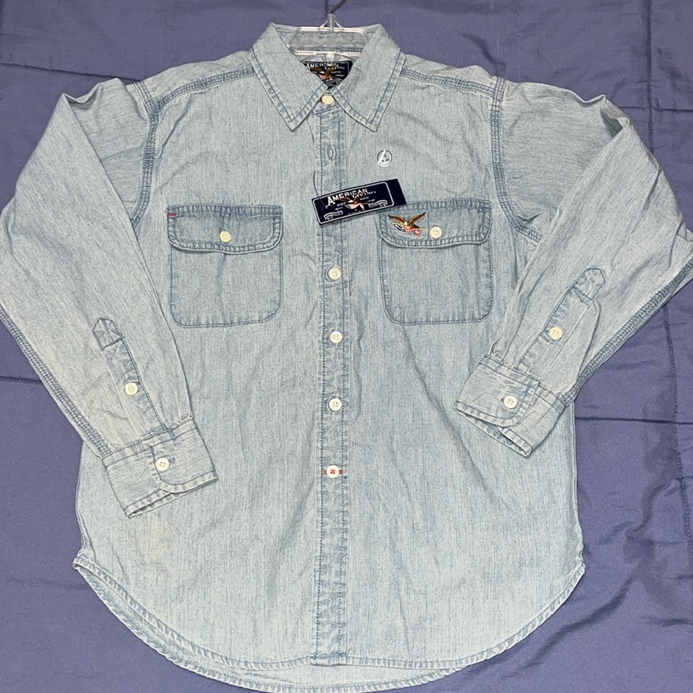 NWT American Living Boys Denim Button Down 8/10